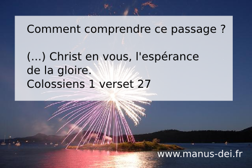 esperance de la gloire colossiens 1 verset 27